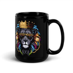 Black King Lion Glossy Mug